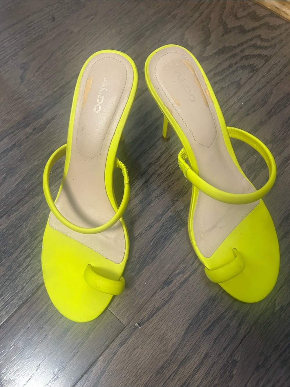ALDO Neon Yellow Open-Toe Strappy Heeled Sandals